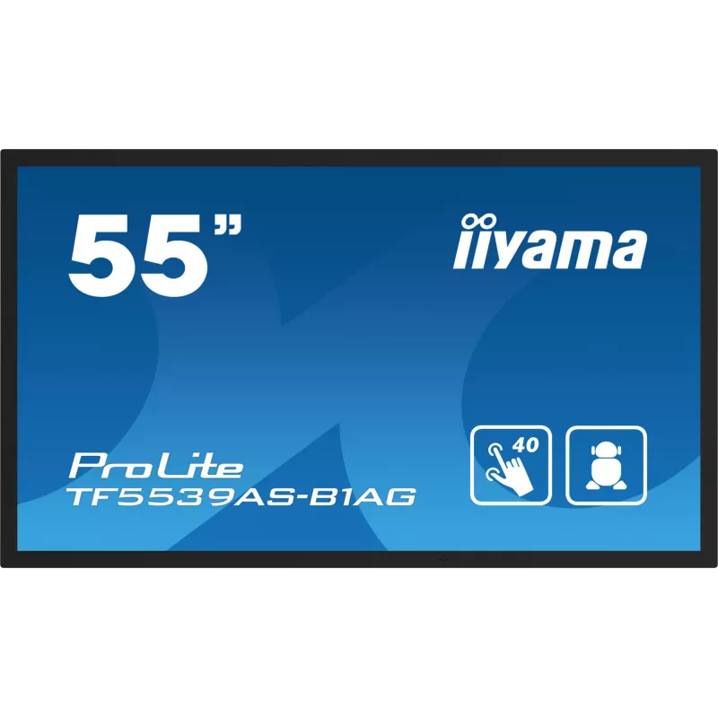 iiyama TF5539AS-B1AG Pantalla signage diseño kiosco 138,7 cm (54,6 inch) LED 435 cd/m² 4K Ultra HD negro pantalla táctil procesador integrado Android 11 24/7