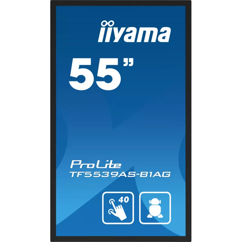 iiyama TF5539AS-B1AG Pantalla signage diseño kiosco 138,7 cm (54,6 inch) LED 435 cd/m² 4K Ultra HD negro pantalla táctil procesador integrado Android 11 24/7