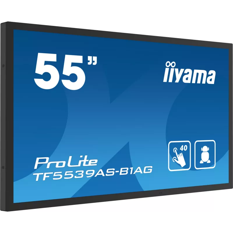 iiyama TF5539AS-B1AG Pantalla signage diseño kiosco 138,7 cm (54,6 inch) LED 435 cd/m² 4K Ultra HD negro pantalla táctil procesador integrado Android 11 24/7