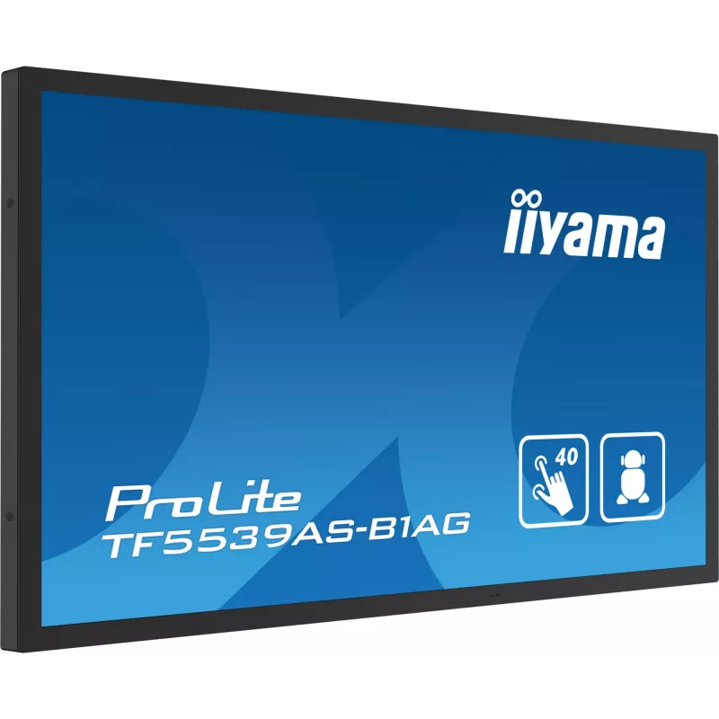 iiyama TF5539AS-B1AG Pantalla signage diseño kiosco 138,7 cm (54,6 inch) LED 435 cd/m² 4K Ultra HD negro pantalla táctil procesador integrado Android 11 24/7