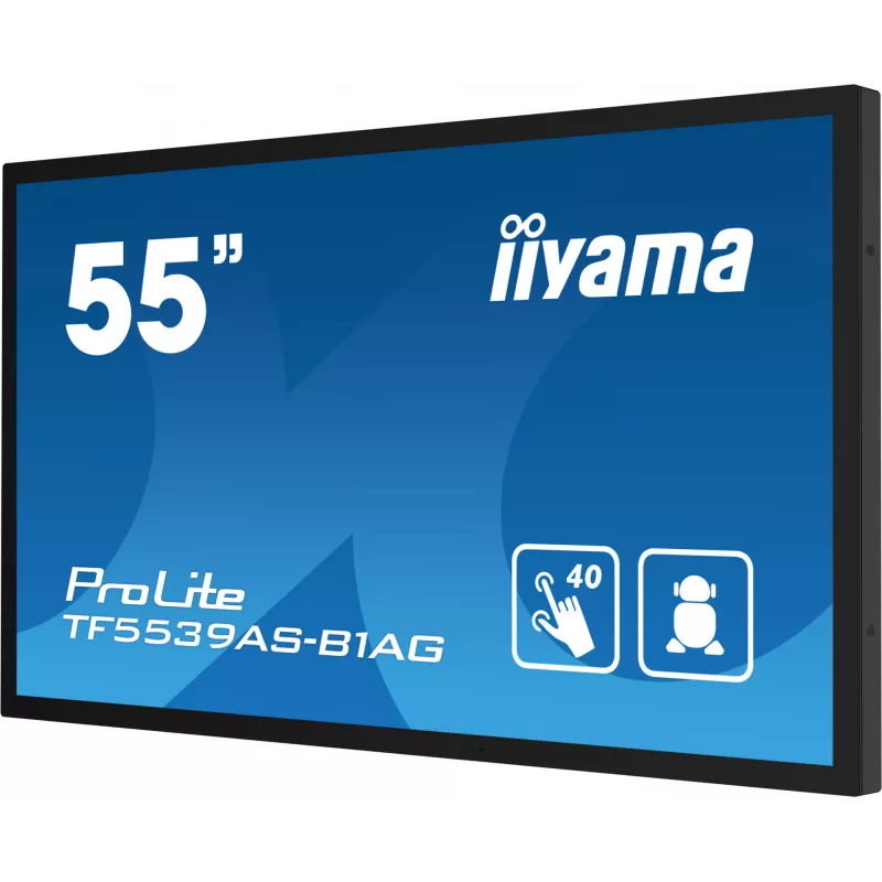 iiyama TF5539AS-B1AG Pantalla signage diseño kiosco 138,7 cm (54,6 inch) LED 435 cd/m² 4K Ultra HD negro pantalla táctil procesador integrado Android 11 24/7