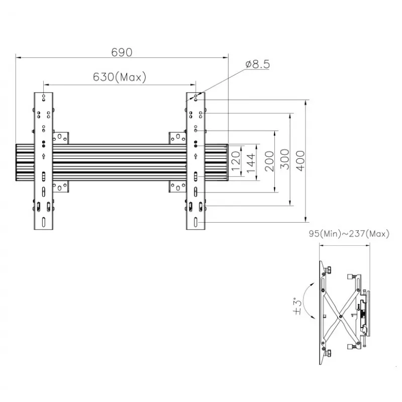 Soporte de pared para TV modular Push-In Pop-Out Equip 37 inch-65 inch
