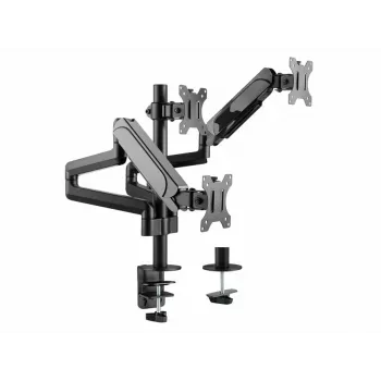 Soporte de sobremesa Equip para triple monitor de 17 inch-27 inch, pinza, 21 kg, 75 x 75 mm, 100 x 100 mm, altura ajustable, Negro