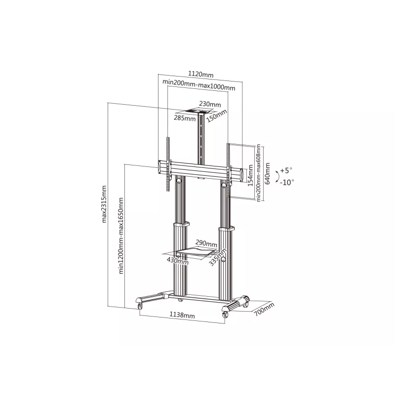 Equip 650605 Carro LFD telescópico para pantallas extragrandes de 60-100