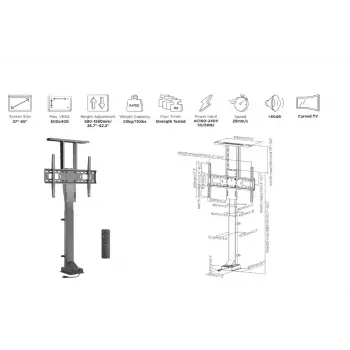 Soporte de TV motorizado con mando a distancia Equip 37–65 inch