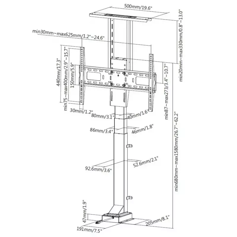 Soporte de TV motorizado con mando a distancia Equip 37–65