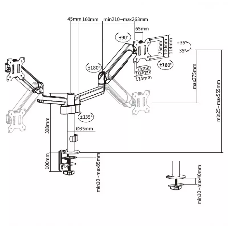 Soporte de sobremesa Equip para doble monitor de 17