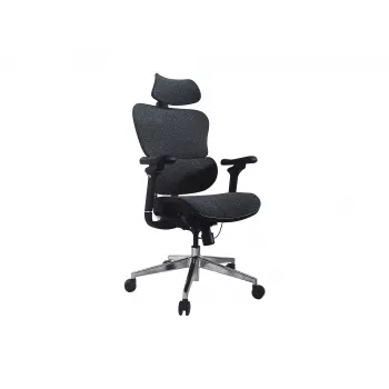 Silla de oficina ergonómica premium Equip con reposacabezas y brazos, azul negro