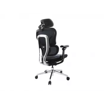 Silla de oficina ergonómica premium Equip con reposacabezas y brazos, azul negro