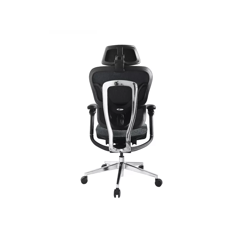 Silla de oficina ergonómica premium Equip con reposacabezas y brazos, azul negro