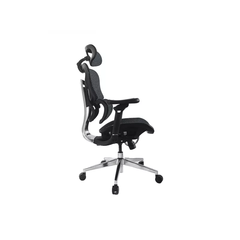 Silla de oficina ergonómica premium Equip con reposacabezas y brazos, azul negro