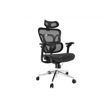 Silla de oficina ergonómica premium Equip con reposacabezas y brazos, negro