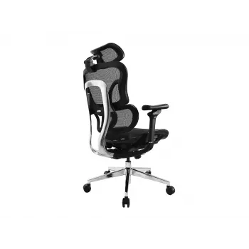 Silla de oficina ergonómica premium Equip con reposacabezas y brazos, negro