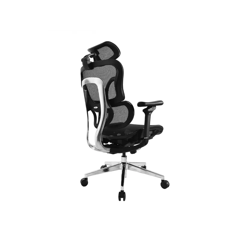 Silla de oficina ergonómica premium Equip con reposacabezas y brazos, negro