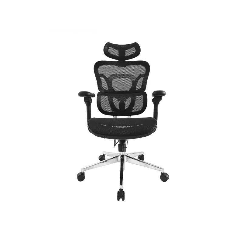Silla de oficina ergonómica premium Equip con reposacabezas y brazos, negro