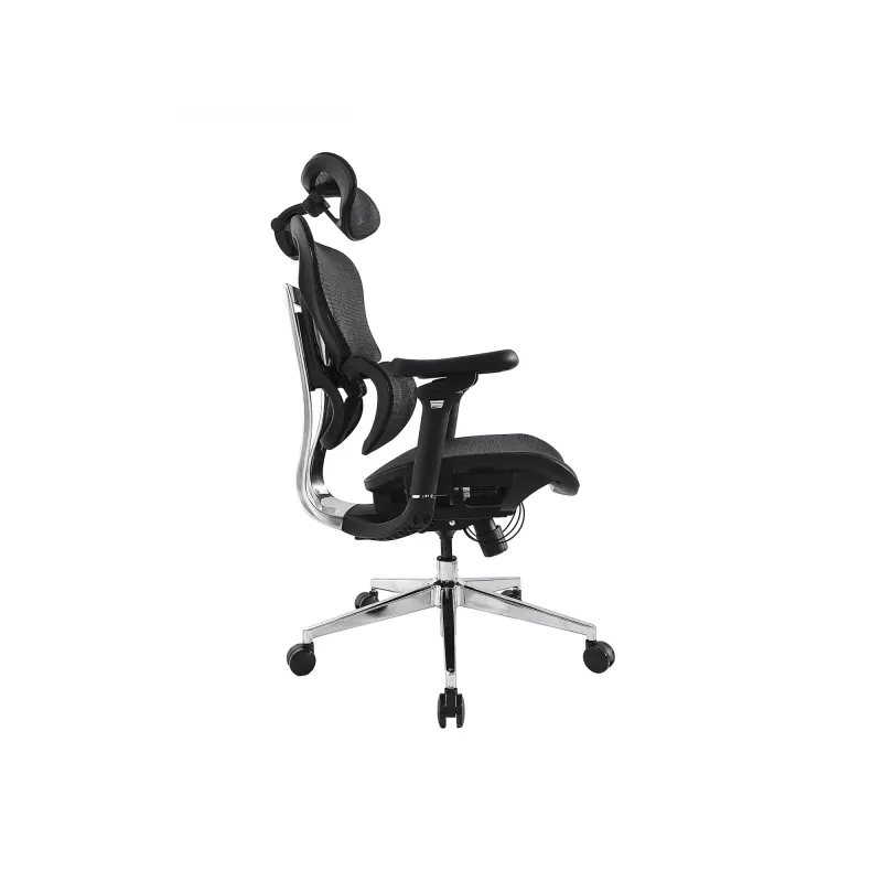 Silla de oficina ergonómica premium Equip con reposacabezas y brazos, negro