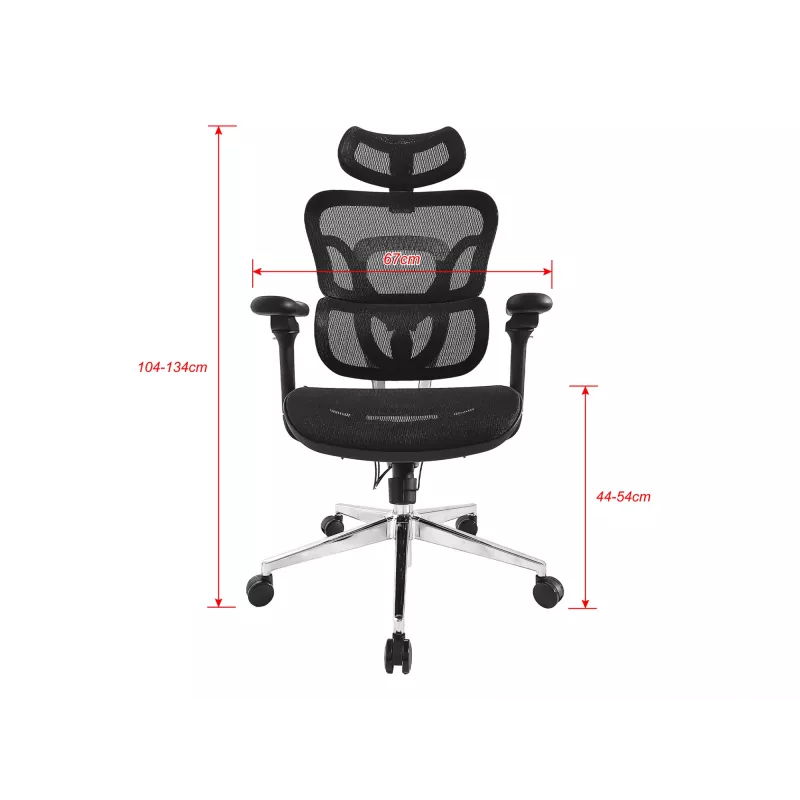 Silla de oficina ergonómica premium Equip con reposacabezas y brazos, negro