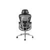 Silla de oficina ergonómica premium Equip con reposacabezas y brazos, gris