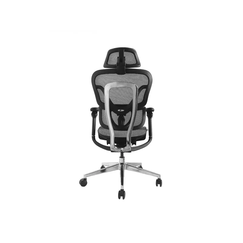 Silla de oficina ergonómica premium Equip con reposacabezas y brazos, gris