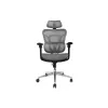 Silla de oficina ergonómica premium Equip con reposacabezas y brazos, gris