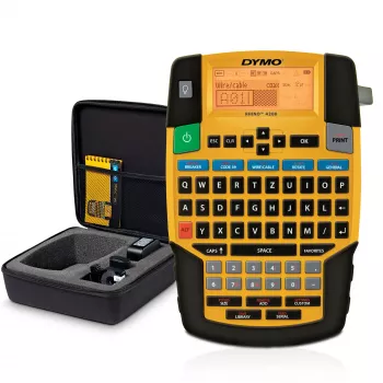 DYMO RHINO 4200 Set de etiquetadora industrial con maletín | Teclado QWERTZ y teclas rápidas que ahorran tiempo | Impresora de etiquetas robusta para obras y tareas de etiquetado exigentes