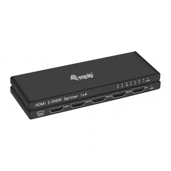 Equip Divisor HDMI 2.0 4 puertos Ultra delgado, HDMI, 4x HDMI, 3840 x 2160 píxeles, Negro, Aluminio, 4K Ultra HD