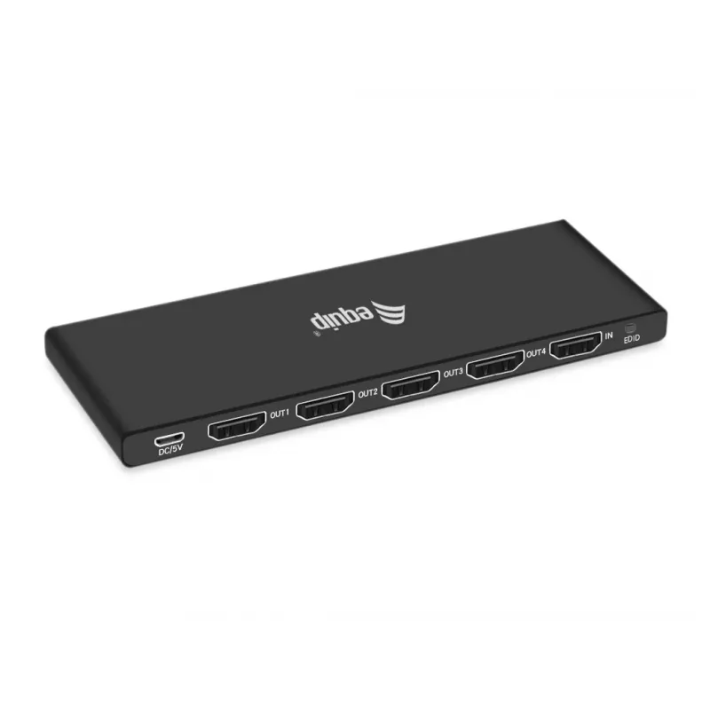 Equip Divisor HDMI 2.0 4 puertos Ultra delgado, HDMI, 4x HDMI, 3840 x 2160 píxeles, Negro, Aluminio, 4K Ultra HD
