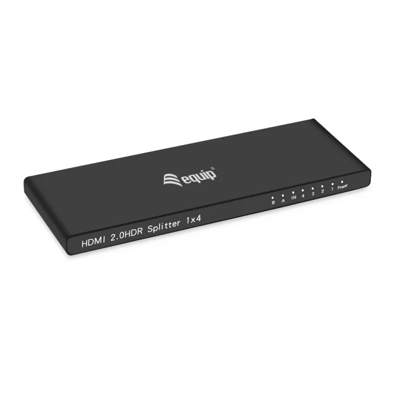 Equip Divisor HDMI 2.0 4 puertos Ultra delgado, HDMI, 4x HDMI, 3840 x 2160 píxeles, Negro, Aluminio, 4K Ultra HD