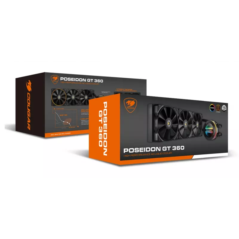 COUGAR refrigeración líquida CPU Poseidon-GT 360, ARGB, negro, kit de refrigeración líquida, 12 cm, negro