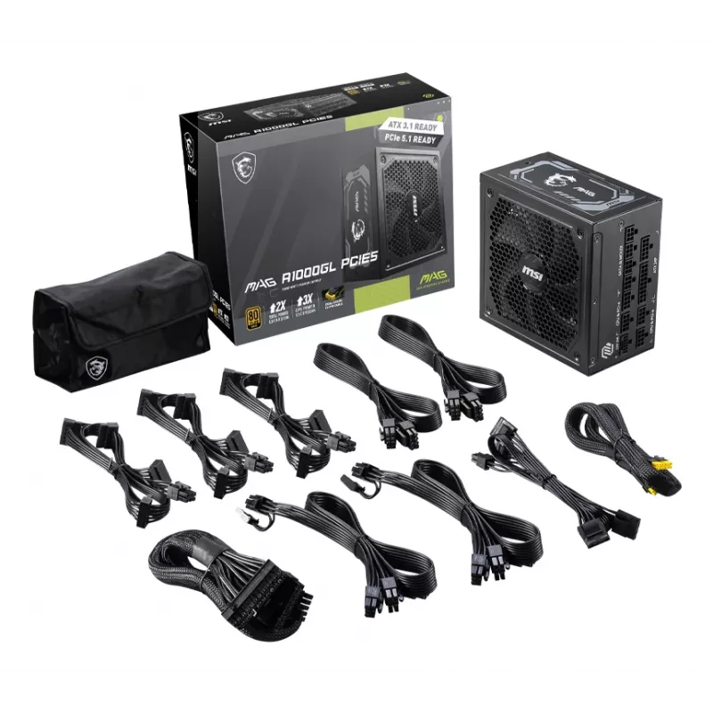 MSI MAG A1000GL PCIE5 fuente de alimentación 1000 W 24 pines ATX ATX negro