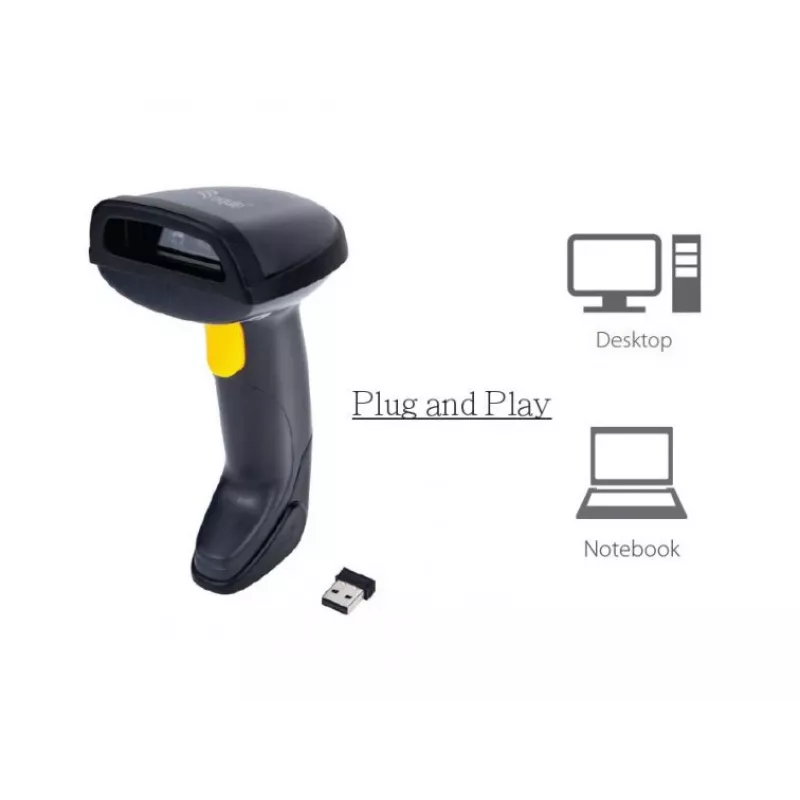 Equip lector de códigos de barras 2D inalámbrico dual-mode 2,4GHz + Bluetooth, con soporte