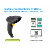 Equip lector de códigos de barras 2D inalámbrico dual-mode 2,4GHz + Bluetooth, con soporte