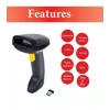 Equip lector de códigos de barras 2D inalámbrico dual-mode 2,4GHz + Bluetooth, con soporte