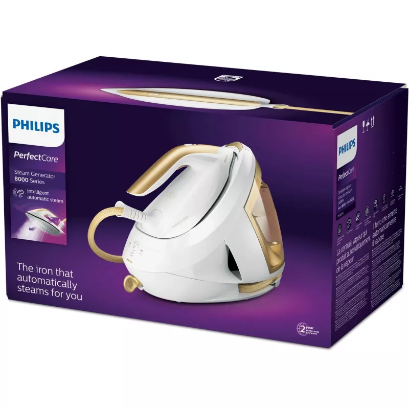 Philips PSG8040/60 centro de planchado a vapor 2700 W 1,8 L suela SteamGlide Elite dorado, blanco