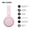 Sony WHCH520P.CE7, inalámbrico, 20 - 20000 Hz, llamadas/música, 147 g, auriculares, rosa
