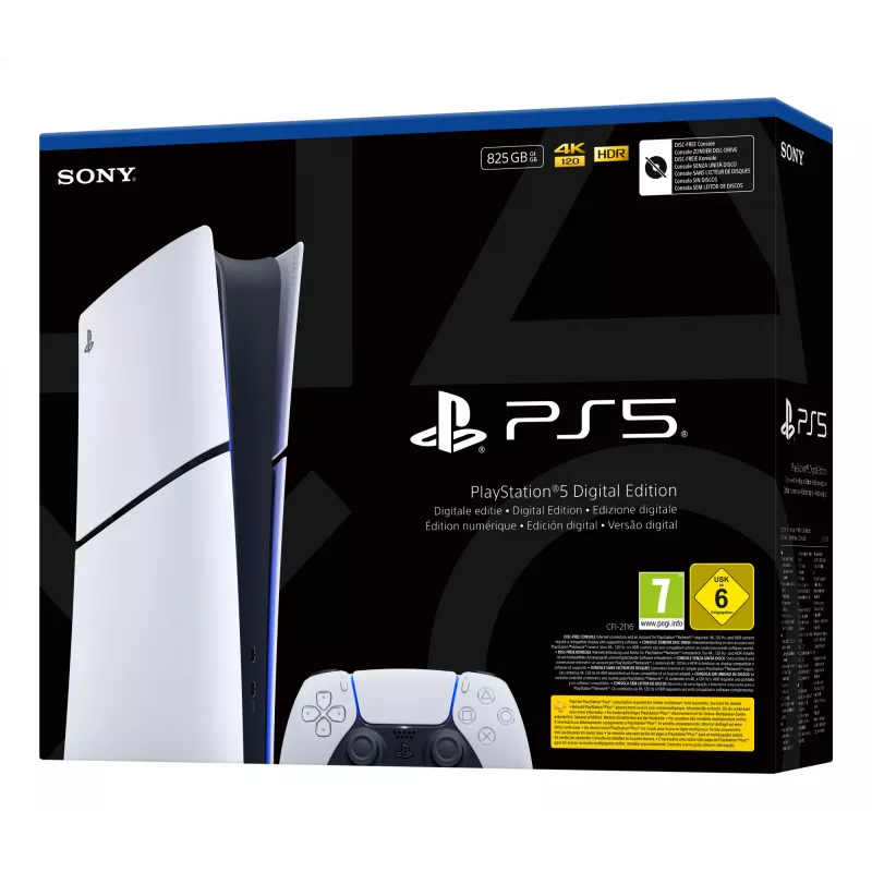 Sony PlayStation 5 Digital Edition (Slim) 825 GB Wi-Fi negro, blanco