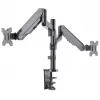 Manhattan soporte de escritorio doble para TV y monitores (resorte de gas con movimiento completo), para pantallas de 10 pulgadas a 27 pulgadas, montaje por abrazadera o pasamuros, compatibilidad VESA: 75x75 y 100x100 mm - comprueba las dimensiones de los cuatro orificios de montaje en la parte posterior de la pantalla para asegurarte de que encaja, máx. 8 kg (cada uno)