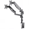 Manhattan soporte de escritorio doble para TV y monitores (resorte de gas con movimiento completo), para pantallas de 10 pulgadas a 27 pulgadas, montaje por abrazadera o pasamuros, compatibilidad VESA: 75x75 y 100x100 mm - comprueba las dimensiones de los cuatro orificios de montaje en la parte posterior de la pantalla para asegurarte de que encaja, máx. 8 kg (cada uno)
