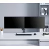 Manhattan soporte de escritorio doble para TV y monitores (resorte de gas con movimiento completo), para pantallas de 10 pulgadas a 27 pulgadas, montaje por abrazadera o pasamuros, compatibilidad VESA: 75x75 y 100x100 mm - comprueba las dimensiones de los cuatro orificios de montaje en la parte posterior de la pantalla para asegurarte de que encaja, máx. 8 kg (cada uno)