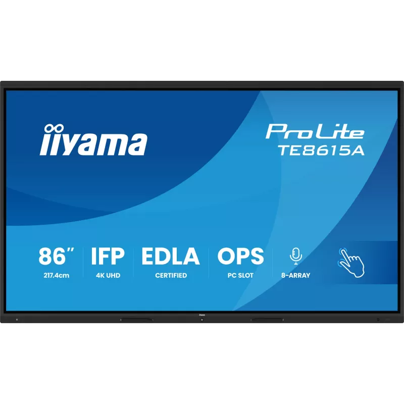 iiyama TE8615A-B1AG pantalla de señalización panel plano interactivo 2,17 m (85,6 pulgadas) Wi-Fi 550 cd/m² 4K Ultra HD negro táctil procesador integrado Android