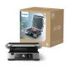 Philips serie 5000 parrilla de contacto, aluminio, rectangular, giratoria, 200 °C, tapa abatible, tapa de cierre, 180°