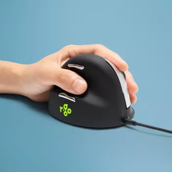 R-Go Tools Ratón ergonómico R-Go HE Break con software Break, mediano (tamaño de mano 165–185 mm), para zurdos, con cable, negro