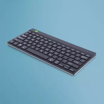 R-Go Tools Teclado ergonómico R-Go Compact Break, teclado compacto con software de pausas, QWERTY (US), Bluetooth, negro