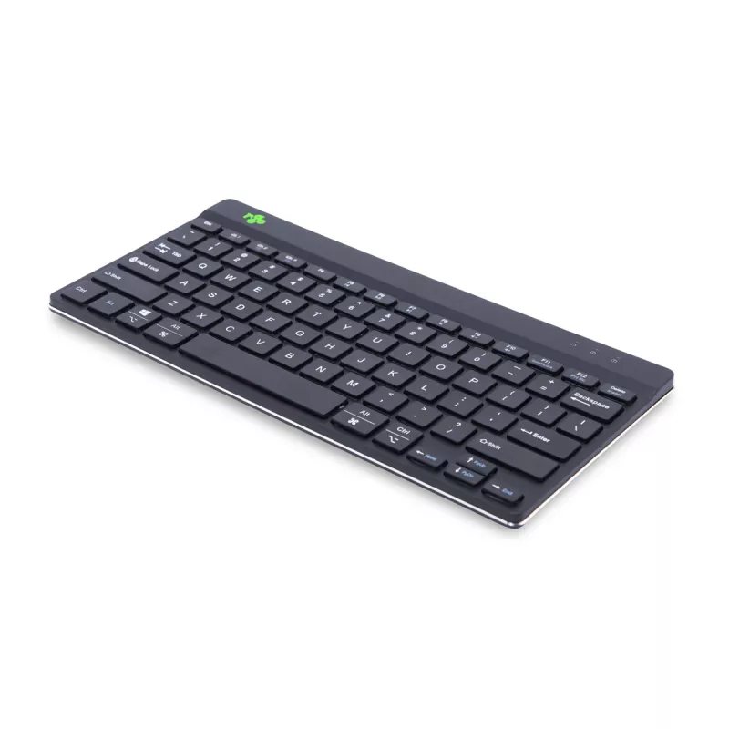 R-Go Tools Teclado ergonómico R-Go Compact Break, teclado compacto con software de pausas, QWERTY (US), Bluetooth, negro