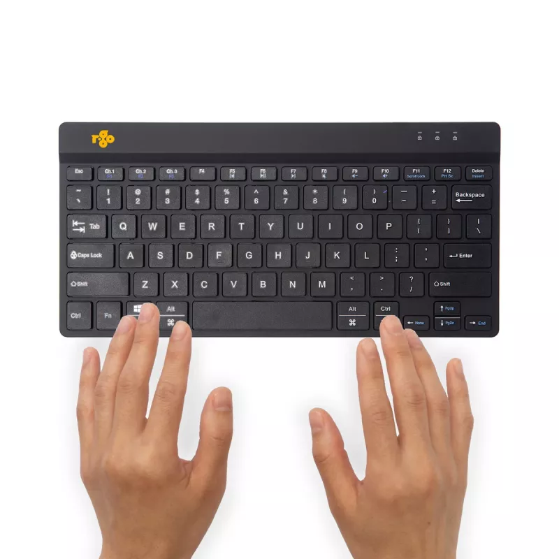 R-Go Tools Teclado ergonómico R-Go Compact Break, teclado compacto con software de pausas, QWERTY (US), Bluetooth, negro