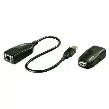 Extensor USB 2.0 Cat.6 Lindy 50m, emisor y receptor de red, 50 m, 480 Mbit/s, Cat5, Cat5e, Cat6, LG-8311, negro