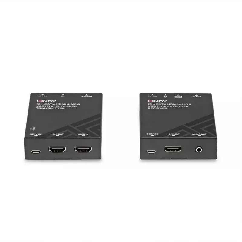 Extensor KVM Lindy 70m Cat.6 HDMI 4K60, USB y audio