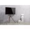 Manhattan 461795 soporte de TV móvil con patas de trípode, portátil, 45–65 pulgadas (114,3–165,1 cm), máx. 32 kg, aluminio/acero/nogal, negro/marrón
