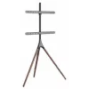 Manhattan 461795 soporte de TV móvil con patas de trípode, portátil, 45–65 pulgadas (114,3–165,1 cm), máx. 32 kg, aluminio/acero/nogal, negro/marrón