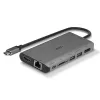 Lindy DST-Mini XT, base de acoplamiento mini para portátil USB-C con pantalla única (4K) o doble pantalla (Full HD) y carga pasante de 100W